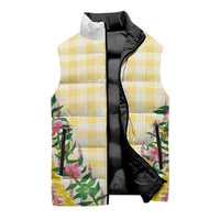 Hawaii Pikake Lokelani Plumeria Lei Sleeveless Puffer Jacket Yellow Palaka Motifs