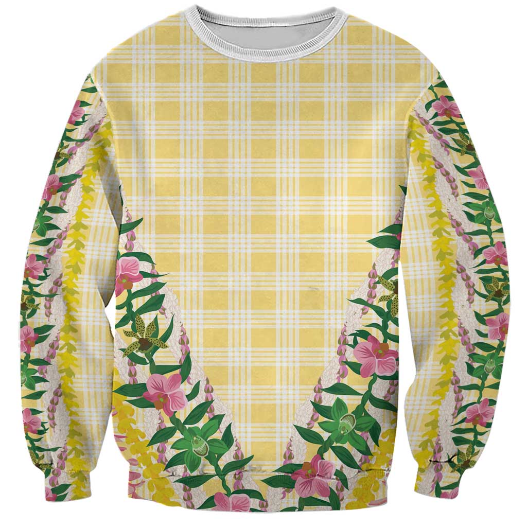Hawaii Pikake Lokelani Plumeria Lei Sweatshirt Yellow Palaka Motifs LT05 Unisex Yellow - Polynesian Pride