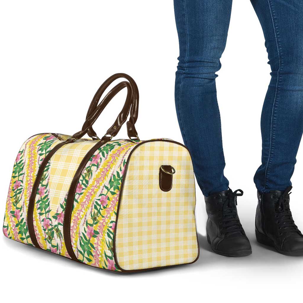 Hawaii Pikake Lokelani Plumeria Lei Travel Bag Yellow Palaka Motifs LT05 - Polynesian Pride