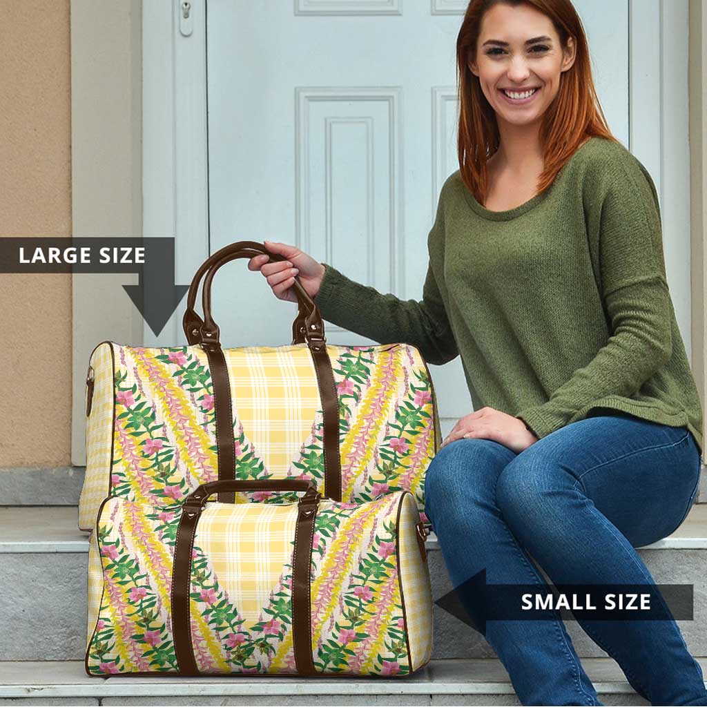 Hawaii Pikake Lokelani Plumeria Lei Travel Bag Yellow Palaka Motifs LT05 - Polynesian Pride