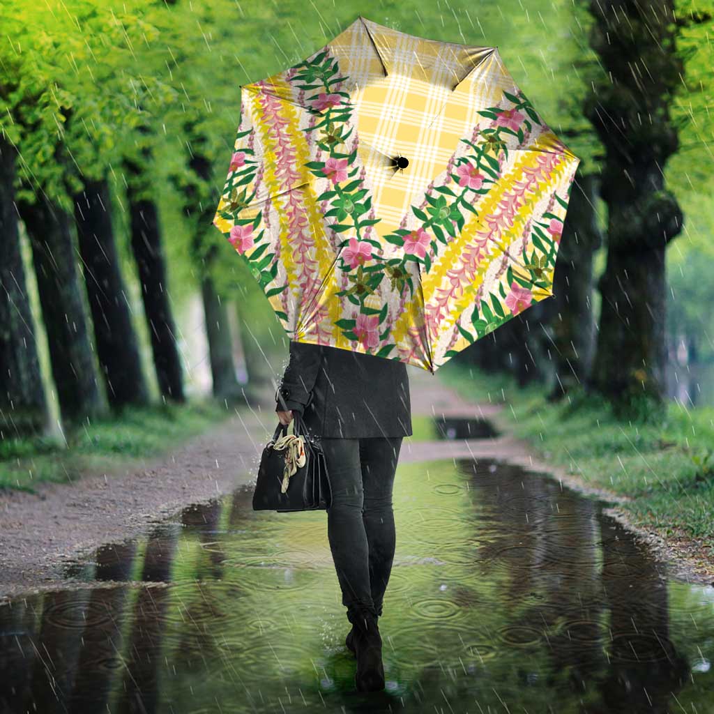 Hawaii Pikake Lokelani Plumeria Lei Umbrella Yellow Palaka Motifs LT05 - Polynesian Pride
