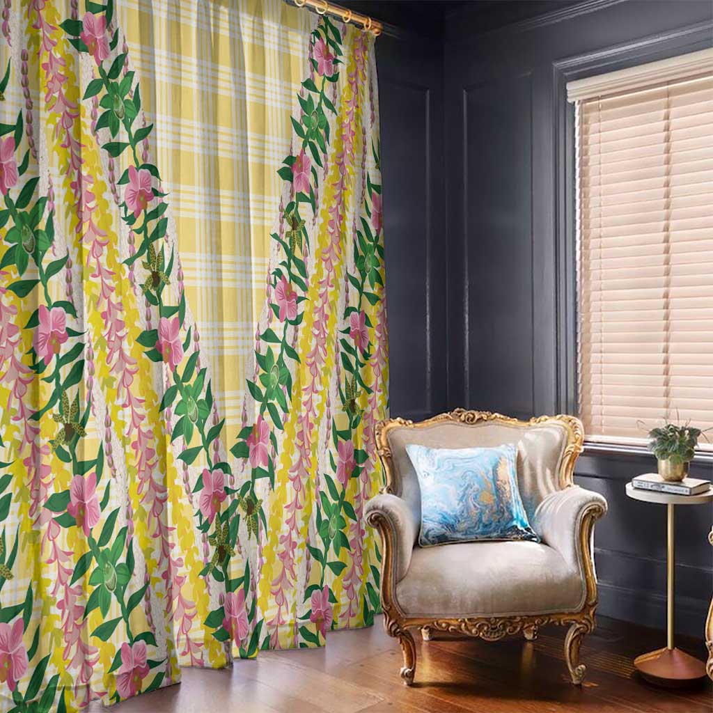 Hawaii Pikake Lokelani Plumeria Lei Window Curtain Yellow Palaka Motifs LT05 - Polynesian Pride