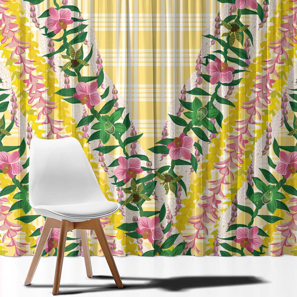 Hawaii Pikake Lokelani Plumeria Lei Window Curtain Yellow Palaka Motifs LT05 - Polynesian Pride