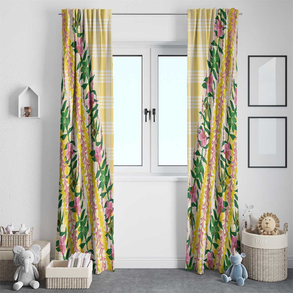 Hawaii Pikake Lokelani Plumeria Lei Window Curtain Yellow Palaka Motifs LT05 - Polynesian Pride