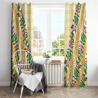 Hawaii Pikake Lokelani Plumeria Lei Window Curtain Yellow Palaka Motifs LT05 - Polynesian Pride