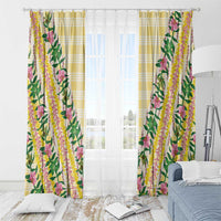 Hawaii Pikake Lokelani Plumeria Lei Window Curtain Yellow Palaka Motifs LT05 - Polynesian Pride