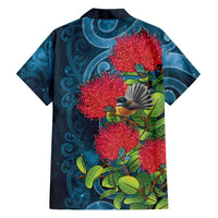 New Zealand Matariki Piwakawaka Family Matching Short Sleeve Bodycon Dress and Hawaiian Shirt Maori Koru With Pohutukawa Flowers
