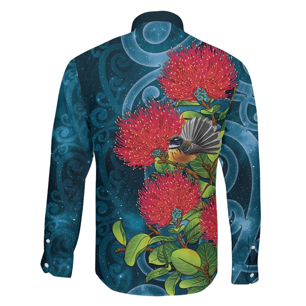 New Zealand Matariki Piwakawaka Family Matching Summer Maxi Dress and Hawaiian Shirt Maori Koru With Pohutukawa Flowers