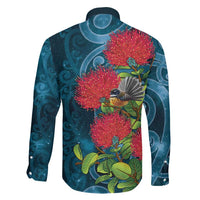 New Zealand Matariki Piwakawaka Family Matching Summer Maxi Dress and Hawaiian Shirt Maori Koru With Pohutukawa Flowers