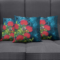 New Zealand Matariki Piwakawaka Pillow Cover Maori Koru With Pohutukawa Flowers