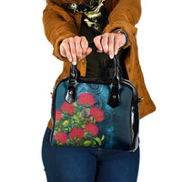 New Zealand Matariki Piwakawaka Shoulder Handbag Maori Koru With Pohutukawa Flowers