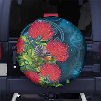 New Zealand Matariki Piwakawaka Spare Tire Cover Maori Koru With Pohutukawa Flowers