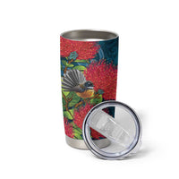 New Zealand Matariki Piwakawaka Tumbler Cup Maori Koru With Pohutukawa Flowers