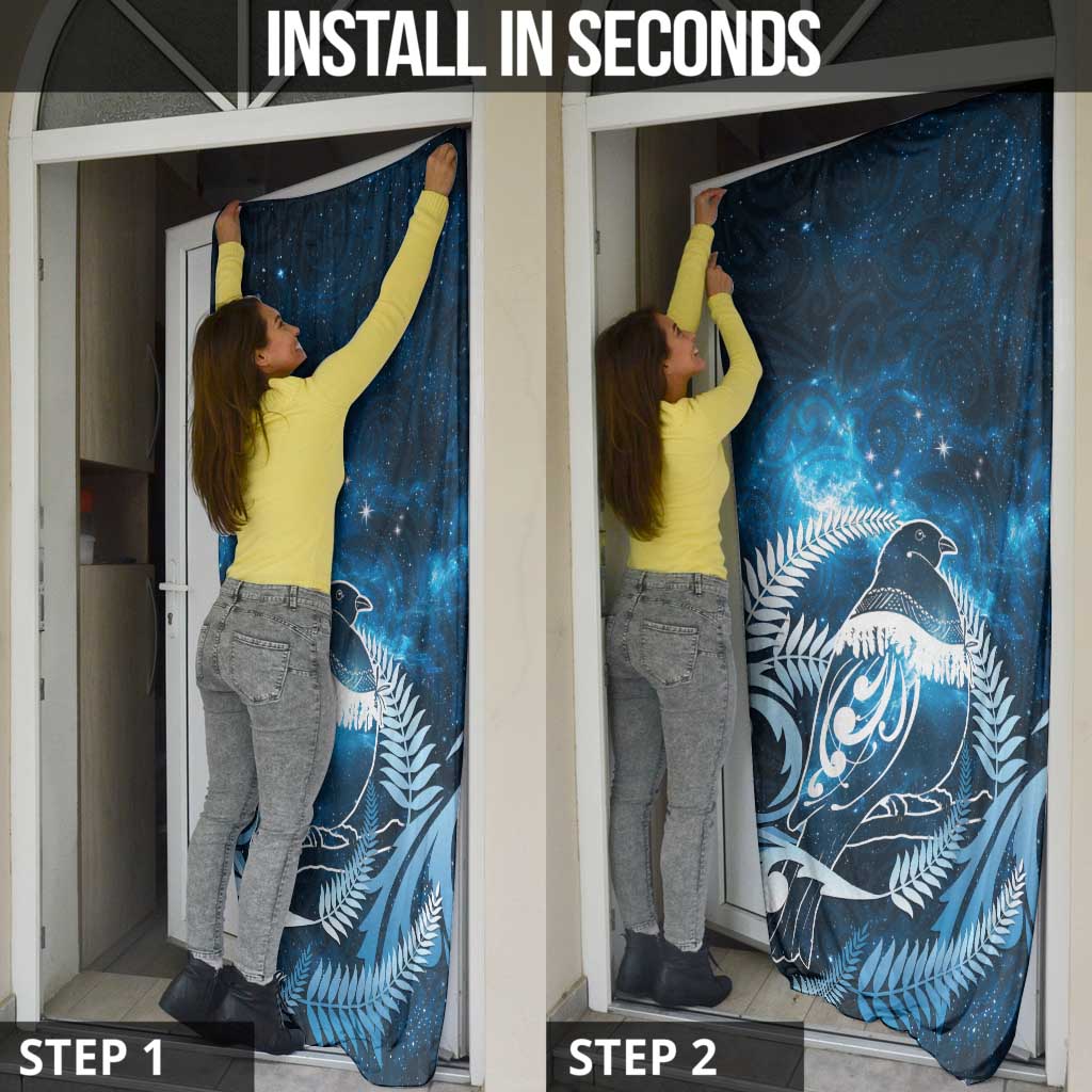 New Zealand Matariki Door Cover Pigeon Kereru Maori Fern Art