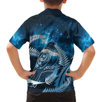 New Zealand Matariki Family Matching Off Shoulder Short Dress and Hawaiian Shirt Pigeon Kereru Maori Fern Art