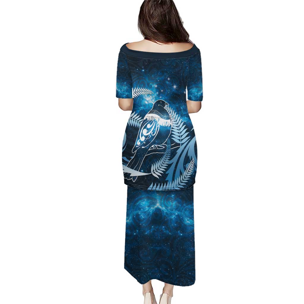 New Zealand Matariki Family Matching Puletasi and Hawaiian Shirt Pigeon Kereru Maori Fern Art