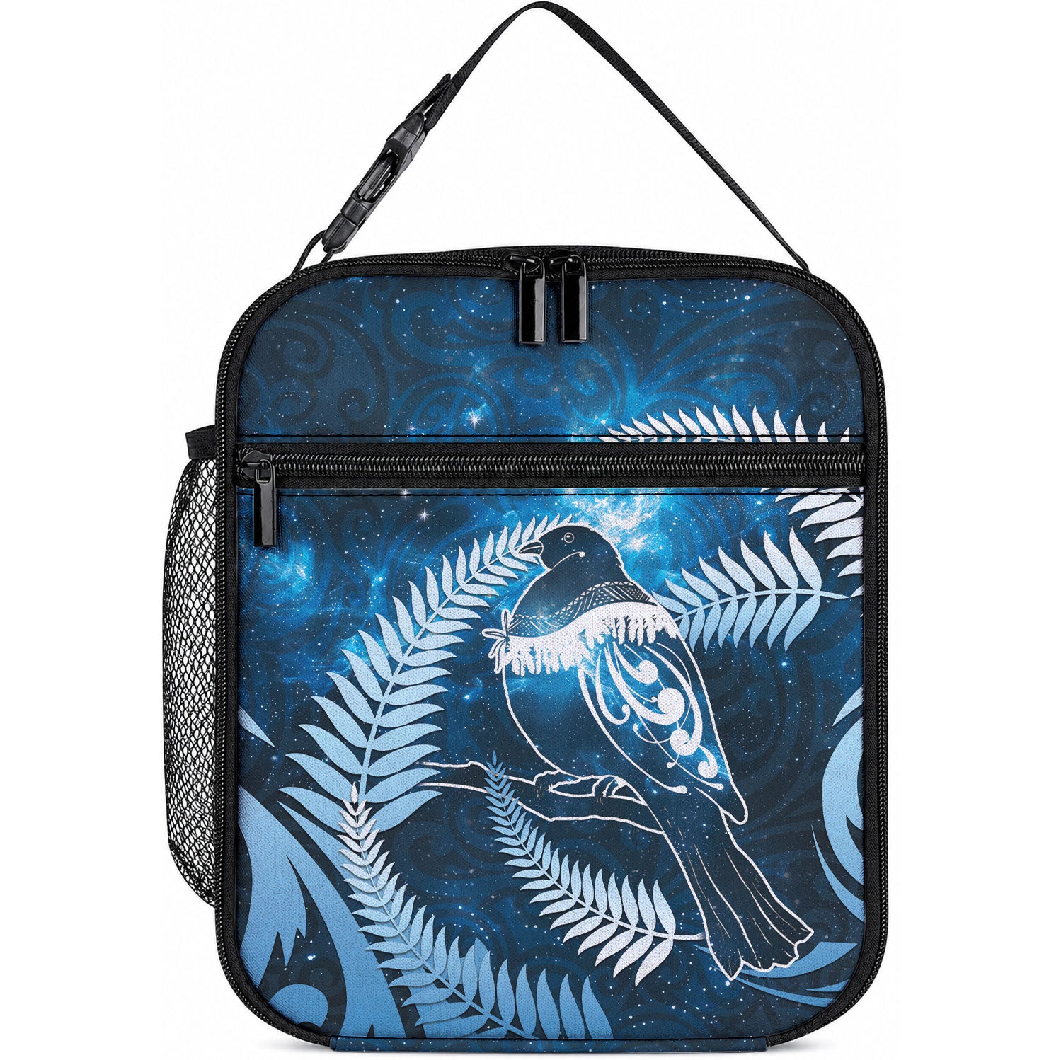 New Zealand Matariki Lunch Bag Pigeon Kereru Maori Fern Art LT05 10.2 × 8.3 × 4.3 inch Blue - Polynesian Pride
