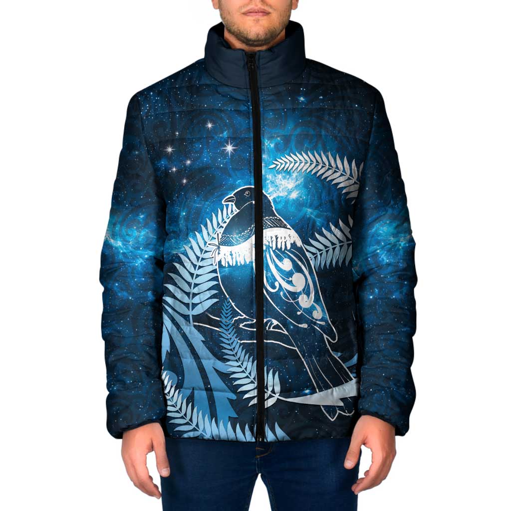 New Zealand Matariki Padded Jacket Pigeon Kereru Maori Fern Art LT05 Men Blue - Polynesian Pride