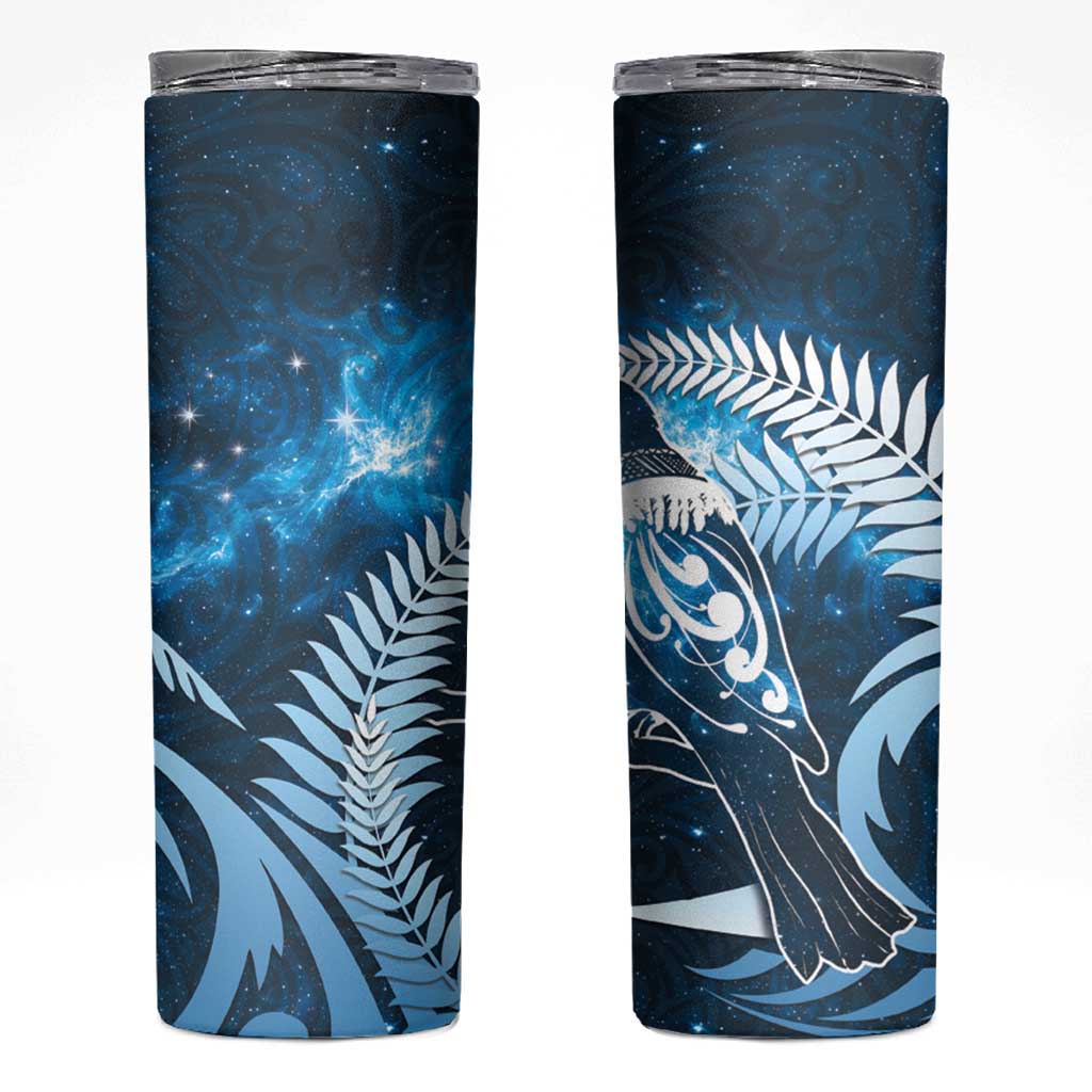 New Zealand Matariki Skinny Tumbler Pigeon Kereru Maori Fern Art LT05 Blue - Polynesian Pride