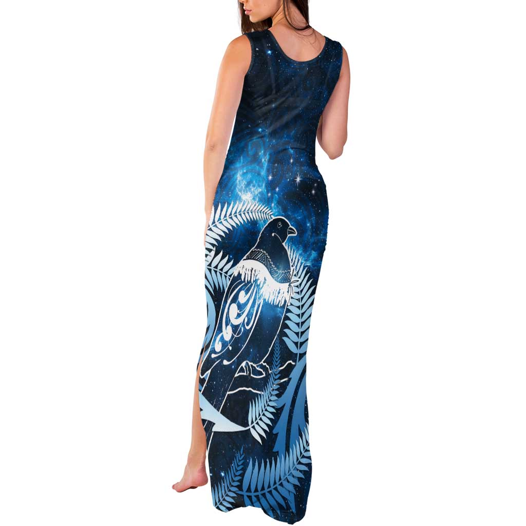 New Zealand Matariki Tank Maxi Dress Pigeon Kereru Maori Fern Art