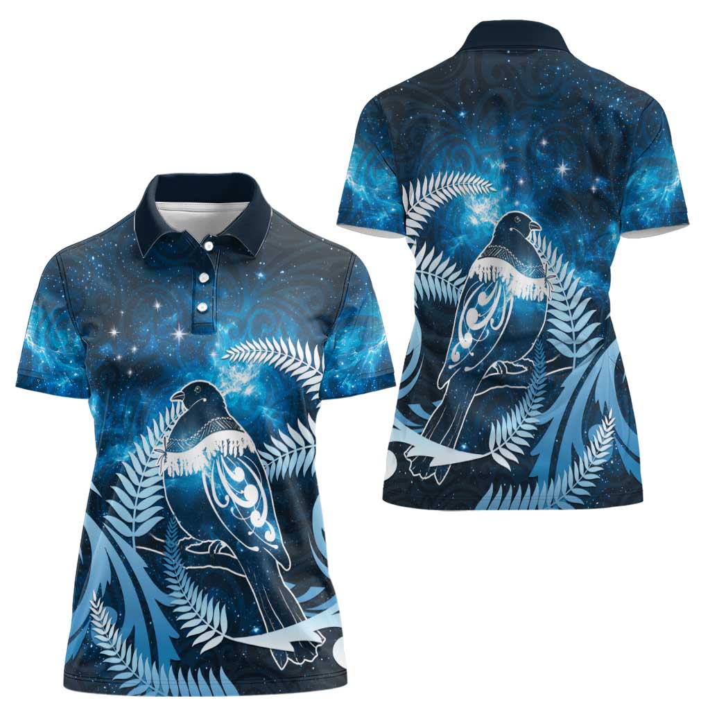 New Zealand Matariki Women Polo Shirt Pigeon Kereru Maori Fern Art