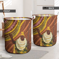 Hawaii King Kamehameha Laundry Basket Hawaiian Kakau Pattern With Leis LT05 - Polynesian Pride