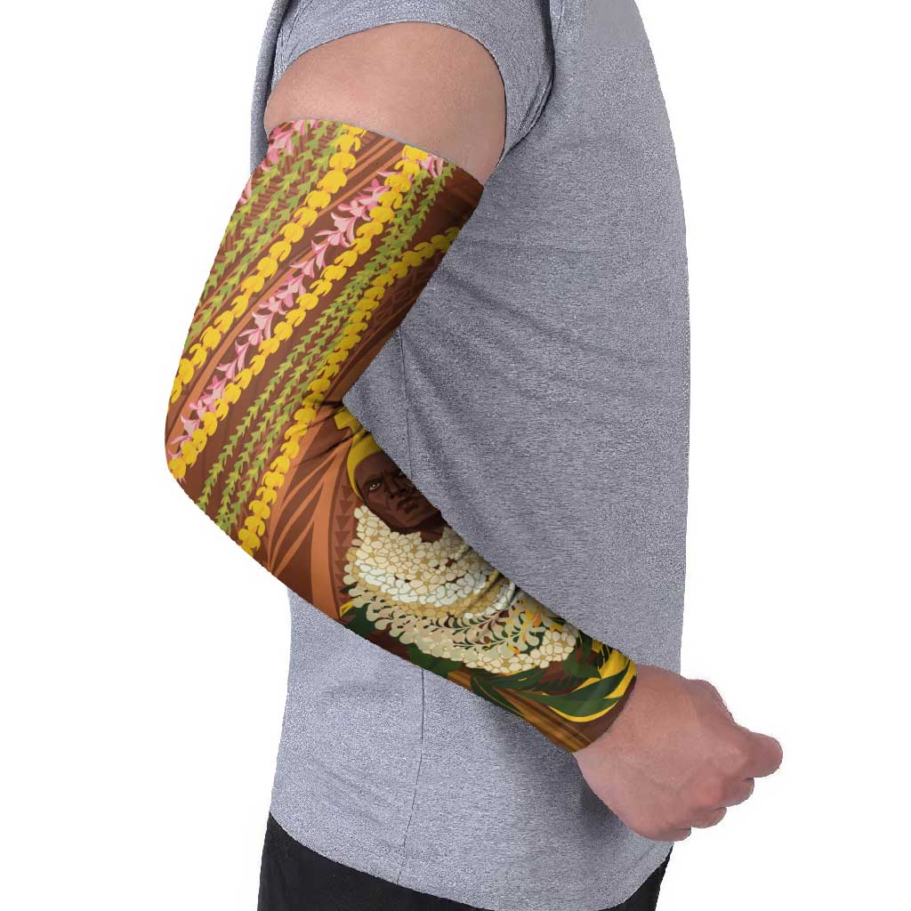Hawaii King Kamehameha Arm Sleeves Hawaiian Kakau Pattern With Leis LT05 - Polynesian Pride