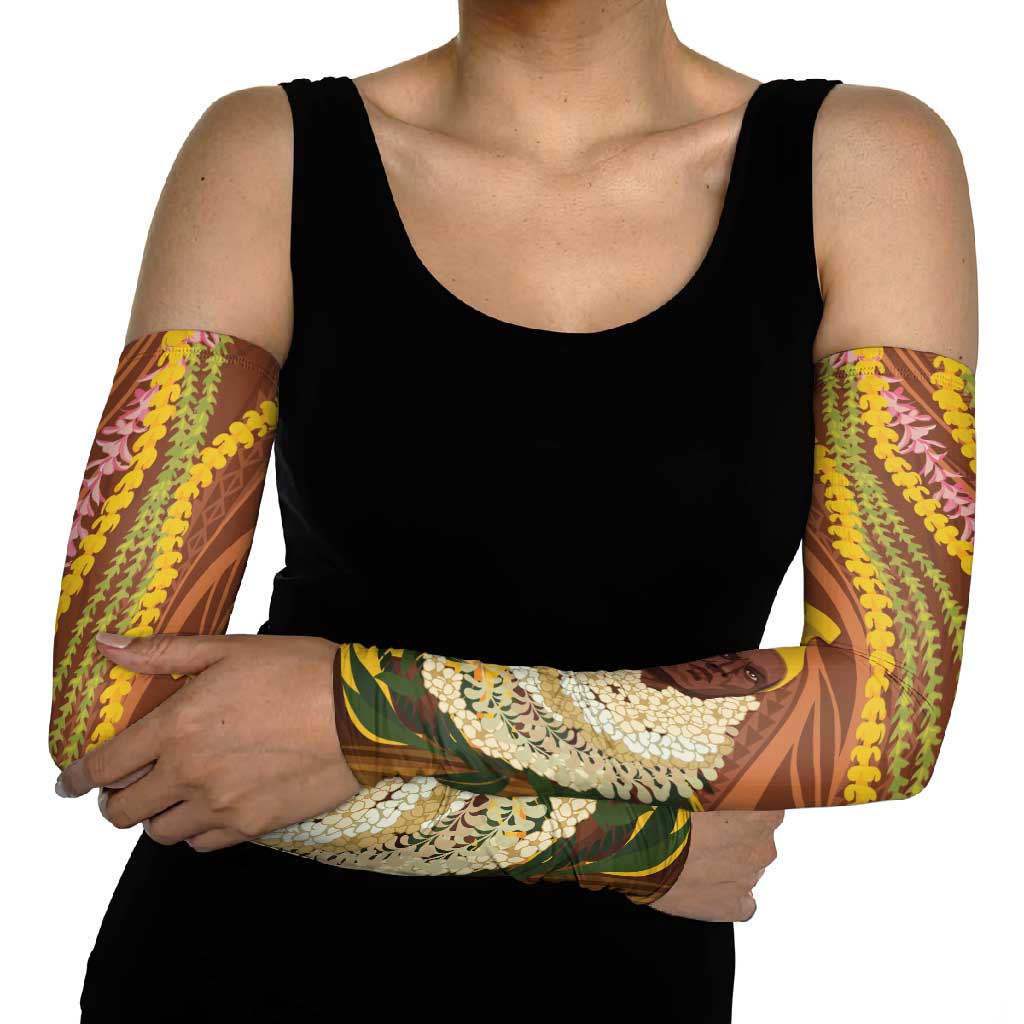 Hawaii King Kamehameha Arm Sleeves Hawaiian Kakau Pattern With Leis LT05 - Polynesian Pride