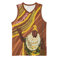 Hawaii King Kamehameha Basketball Jersey Hawaiian Kakau Pattern With Leis LT05 Unisex Brown - Polynesian Pride