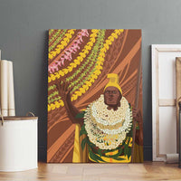 Hawaii King Kamehameha Canvas Wall Art Hawaiian Kakau Pattern With Leis LT05 - Polynesian Pride