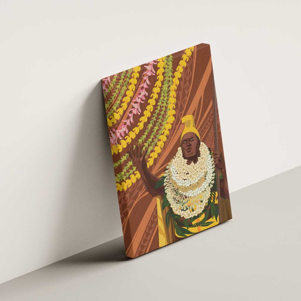 Hawaii King Kamehameha Canvas Wall Art Hawaiian Kakau Pattern With Leis LT05 - Polynesian Pride