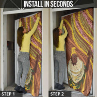 Hawaii King Kamehameha Door Cover Hawaiian Kakau Pattern With Leis LT05 - Polynesian Pride