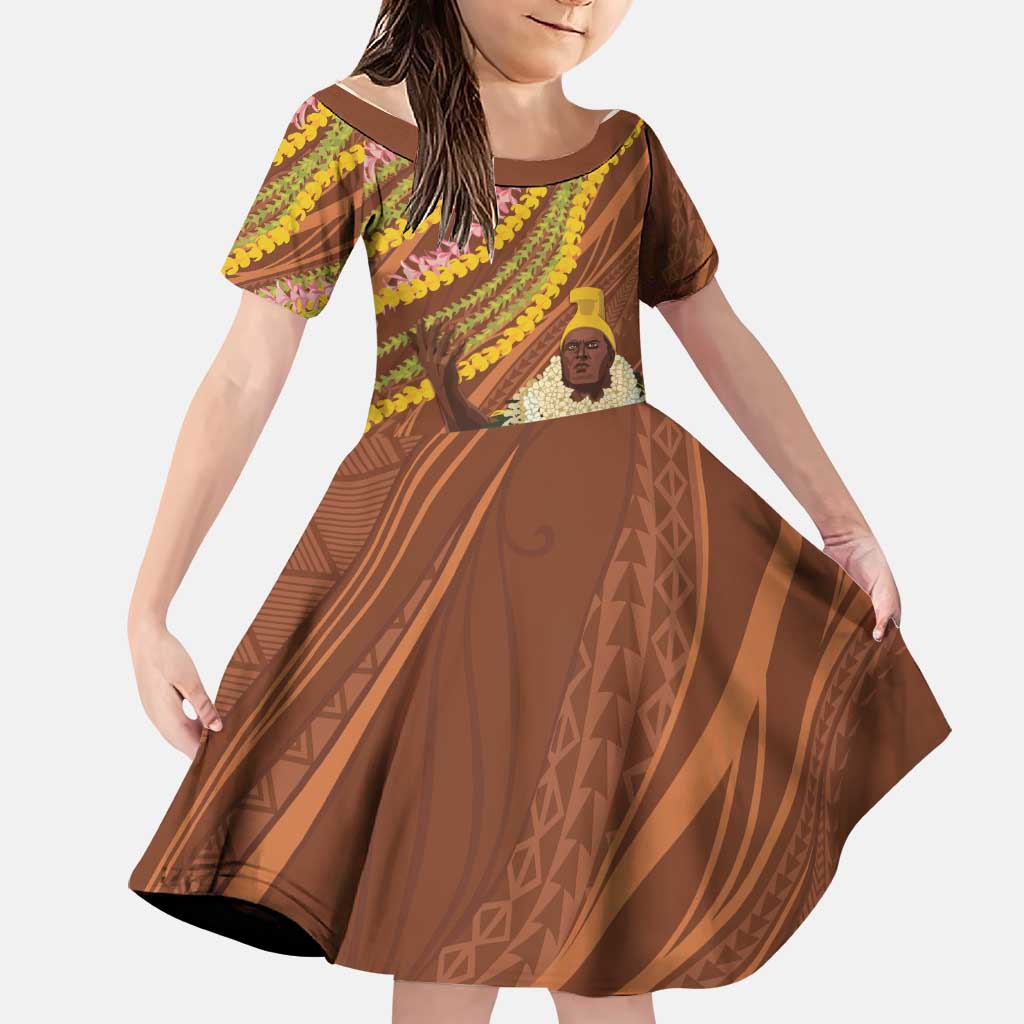 Hawaii King Kamehameha Family Matching Mermaid Dress and Hawaiian Shirt Hawaiian Kakau Pattern With Leis