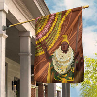 Hawaii King Kamehameha Garden Flag Hawaiian Kakau Pattern With Leis LT05 House Flag Brown - Polynesian Pride
