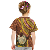 Hawaii King Kamehameha Kid T Shirt Hawaiian Kakau Pattern With Leis