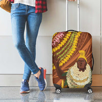 Hawaii King Kamehameha Luggage Cover Hawaiian Kakau Pattern With Leis LT05 - Polynesian Pride