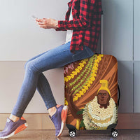 Hawaii King Kamehameha Luggage Cover Hawaiian Kakau Pattern With Leis LT05 - Polynesian Pride