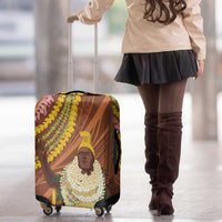 Hawaii King Kamehameha Luggage Cover Hawaiian Kakau Pattern With Leis LT05 - Polynesian Pride