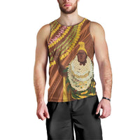 Hawaii King Kamehameha Men Tank Top Hawaiian Kakau Pattern With Leis LT05 - Polynesian Pride