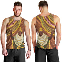 Hawaii King Kamehameha Men Tank Top Hawaiian Kakau Pattern With Leis LT05 - Polynesian Pride