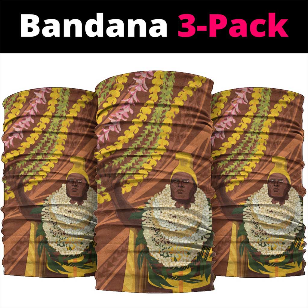 Hawaii King Kamehameha Neck Gaiter Hawaiian Kakau Pattern With Leis LT05 package One Size: 25*50cm Brown - Polynesian Pride