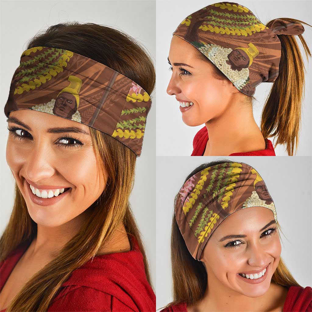 Hawaii King Kamehameha Neck Gaiter Hawaiian Kakau Pattern With Leis
