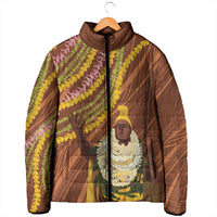 Hawaii King Kamehameha Padded Jacket Hawaiian Kakau Pattern With Leis LT05 - Polynesian Pride