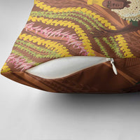 Hawaii King Kamehameha Pillow Cover Hawaiian Kakau Pattern With Leis LT05 - Polynesian Pride