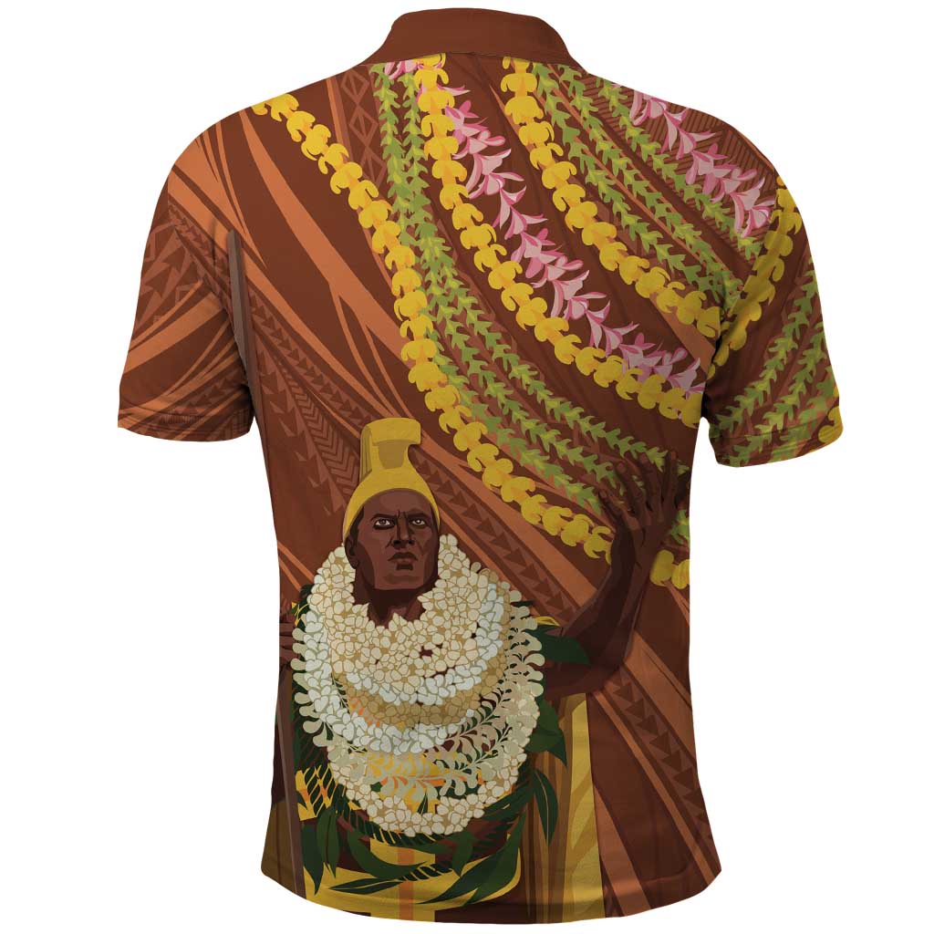 Hawaii King Kamehameha Polo Shirt Hawaiian Kakau Pattern With Leis LT05 - Polynesian Pride