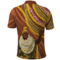 Hawaii King Kamehameha Polo Shirt Hawaiian Kakau Pattern With Leis LT05 - Polynesian Pride