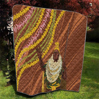 Hawaii King Kamehameha Quilt Hawaiian Kakau Pattern With Leis LT05 - Polynesian Pride