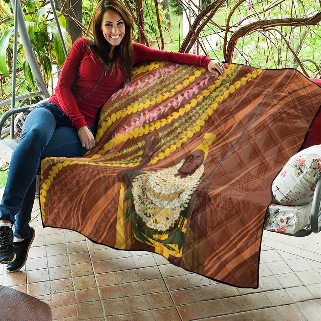 Hawaii King Kamehameha Quilt Hawaiian Kakau Pattern With Leis LT05 - Polynesian Pride