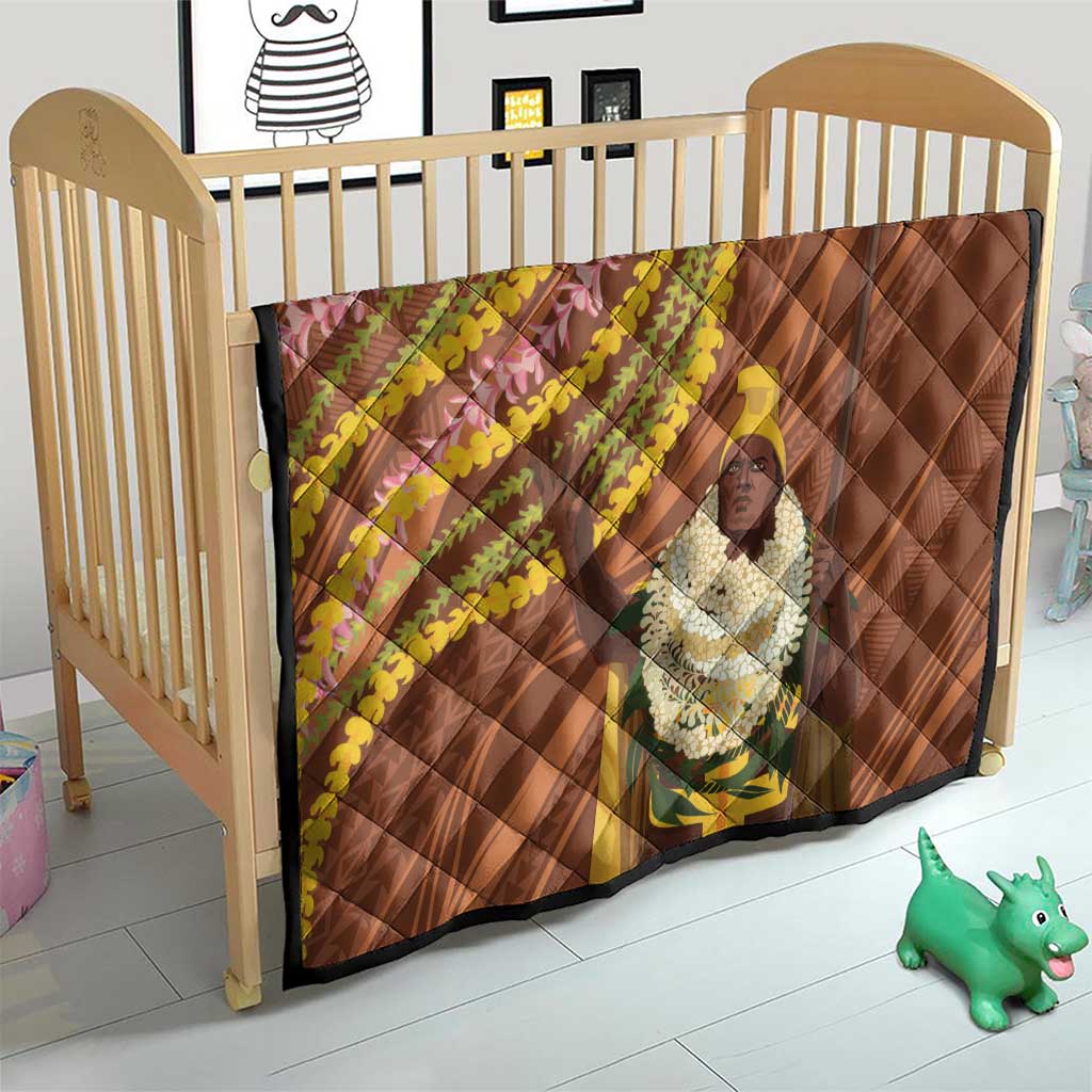 Hawaii King Kamehameha Quilt Hawaiian Kakau Pattern With Leis LT05 - Polynesian Pride