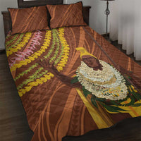 Hawaii King Kamehameha Quilt Bed Set Hawaiian Kakau Pattern With Leis LT05 Brown - Polynesian Pride
